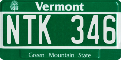 VT license plate NTK346