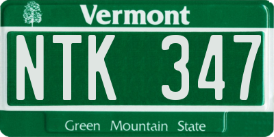 VT license plate NTK347