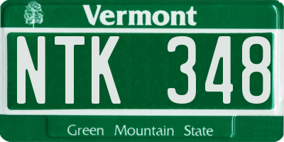 VT license plate NTK348