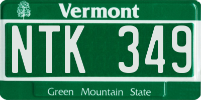 VT license plate NTK349