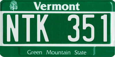 VT license plate NTK351