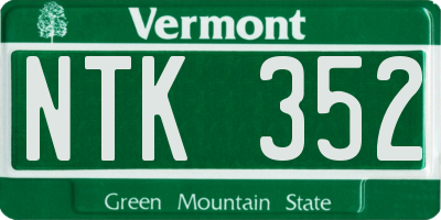 VT license plate NTK352
