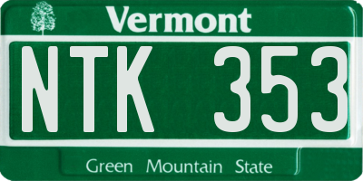 VT license plate NTK353
