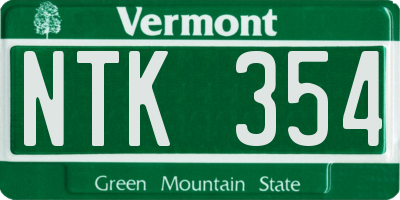 VT license plate NTK354