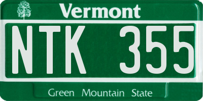 VT license plate NTK355