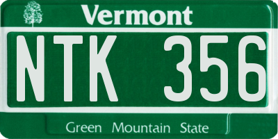 VT license plate NTK356