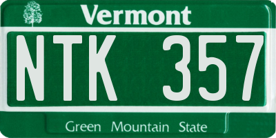 VT license plate NTK357