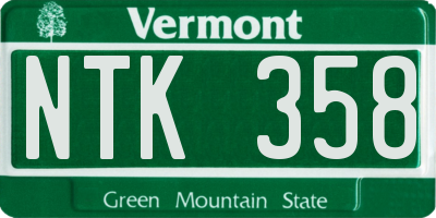 VT license plate NTK358