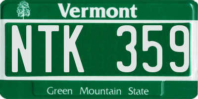 VT license plate NTK359