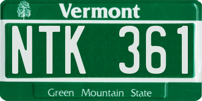 VT license plate NTK361