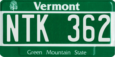 VT license plate NTK362