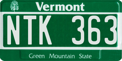 VT license plate NTK363