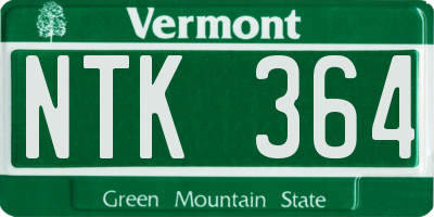 VT license plate NTK364