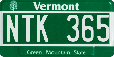 VT license plate NTK365