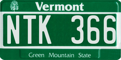 VT license plate NTK366