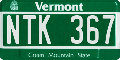 VT license plate NTK367