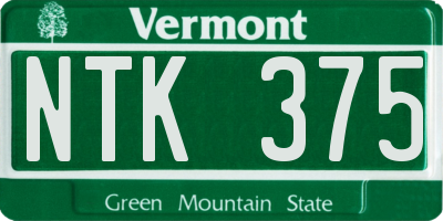VT license plate NTK375