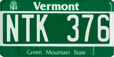 VT license plate NTK376