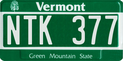 VT license plate NTK377