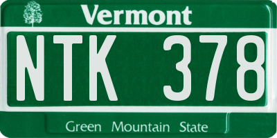 VT license plate NTK378