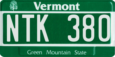 VT license plate NTK380