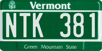 VT license plate NTK381