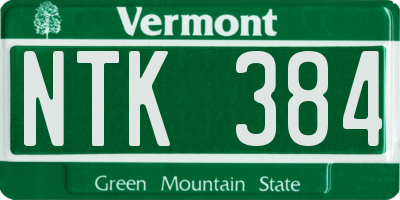 VT license plate NTK384