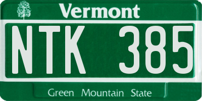 VT license plate NTK385