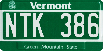 VT license plate NTK386
