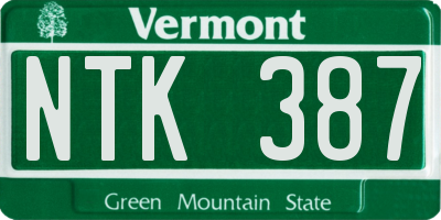 VT license plate NTK387
