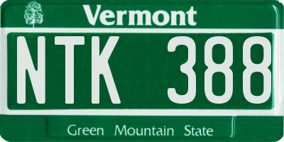 VT license plate NTK388