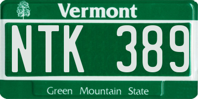 VT license plate NTK389