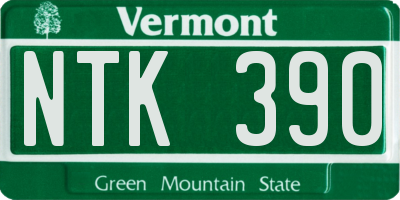 VT license plate NTK390