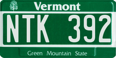 VT license plate NTK392