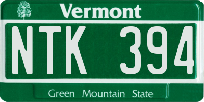 VT license plate NTK394