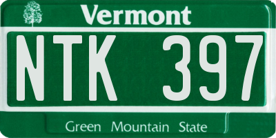 VT license plate NTK397