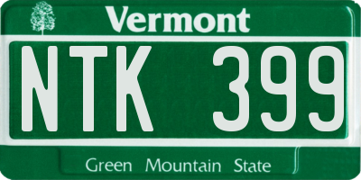 VT license plate NTK399