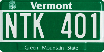 VT license plate NTK401