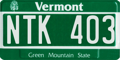 VT license plate NTK403