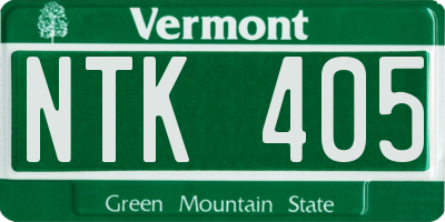 VT license plate NTK405
