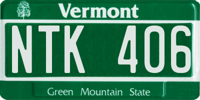 VT license plate NTK406