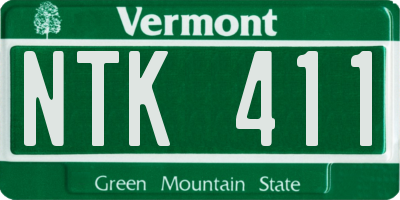 VT license plate NTK411