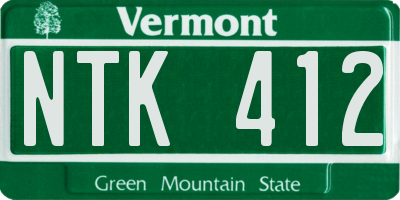 VT license plate NTK412
