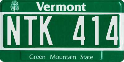 VT license plate NTK414