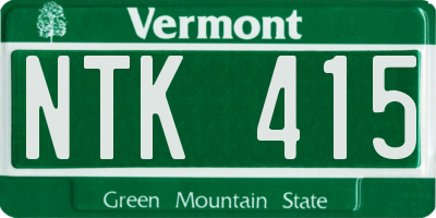 VT license plate NTK415