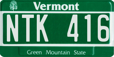 VT license plate NTK416