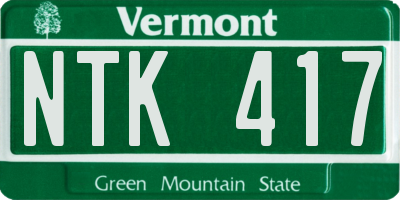 VT license plate NTK417
