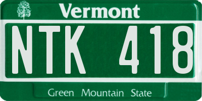 VT license plate NTK418