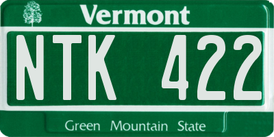 VT license plate NTK422