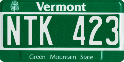 VT license plate NTK423